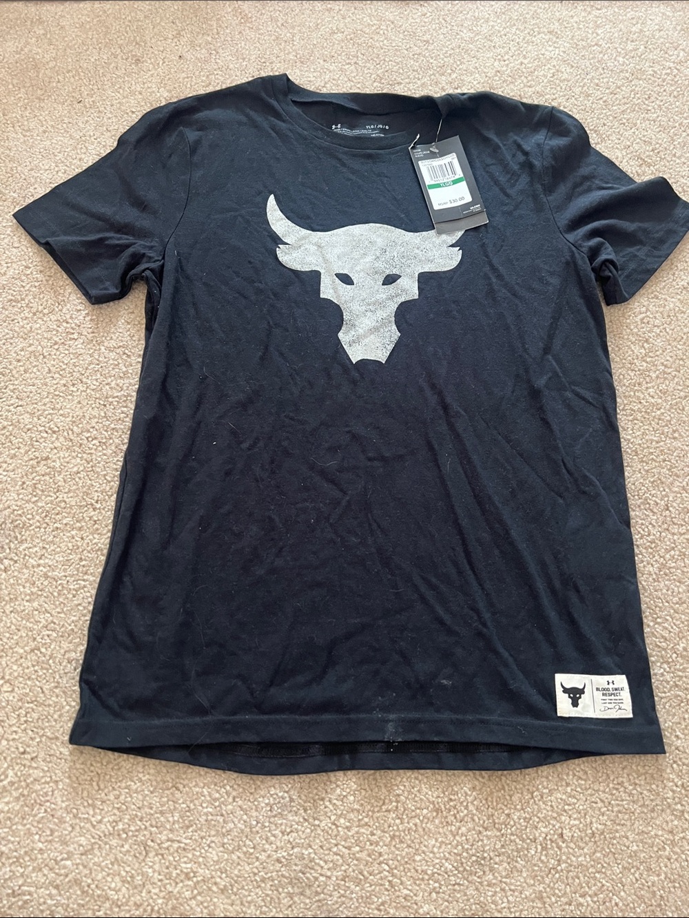 Under Armour Black Tee with Silver Bull Logo